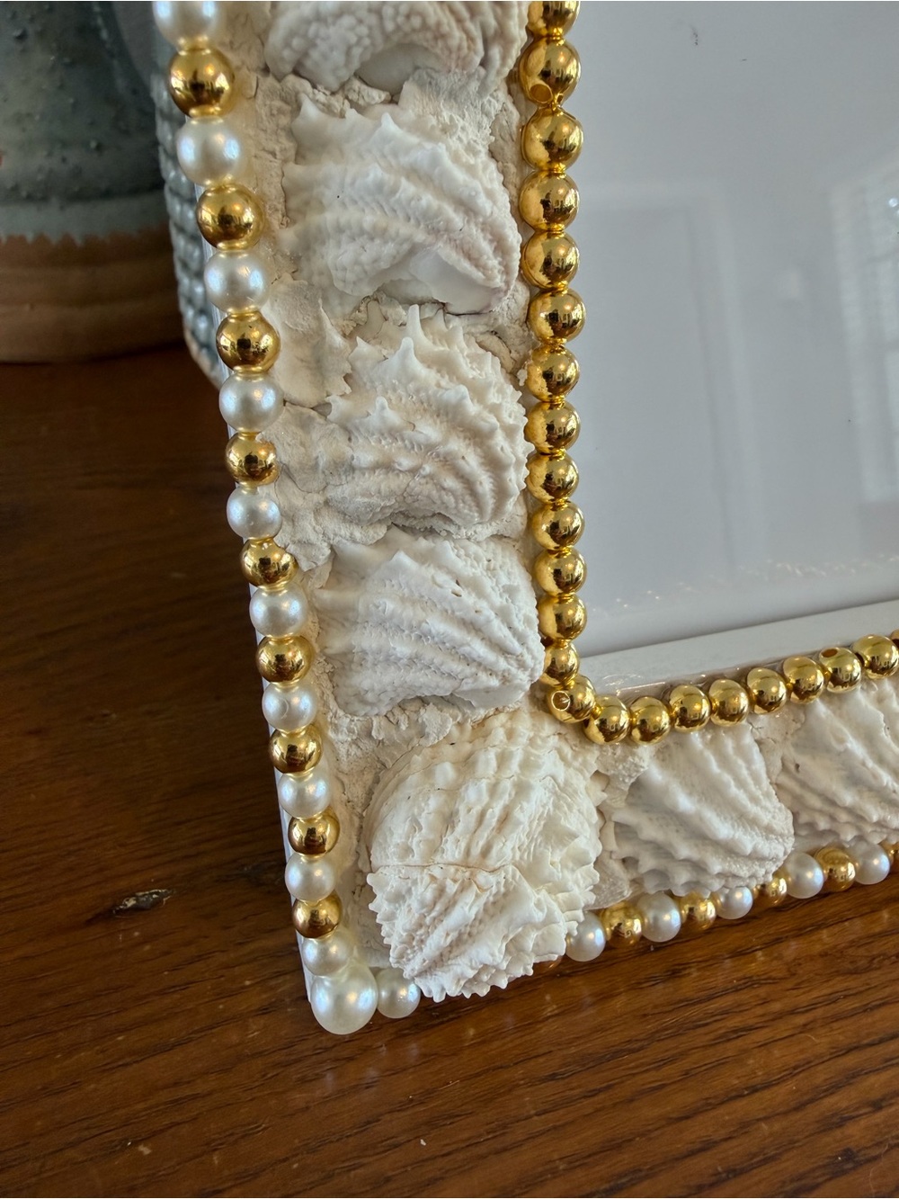 Seashell Beaded Photo Frame- Handcrafted - Picture 2 of 7